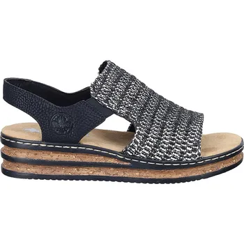 Dámské sandále Dámské sandály s gumou na klínku RIEKER 910301-01 černé #Velikost: 39