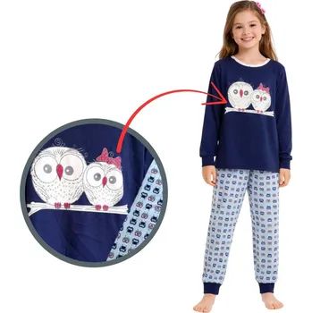Dívčí pyžamo Dívčí pyžamo Betty Mode tmavě modré sovičky