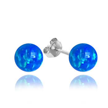 Náušnice Moonlit Stříbrné náušnice s tmavě modrými opálovými kuličkami 8 mm