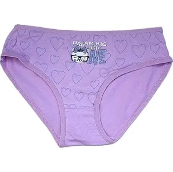 Dívčí spodní prádlo FANNIFEN DÍVČÍ KALHOTKY S KOČKOU A SRDÍČKY BAVLNĚNÉ Barva: Fialková, Velikost: 146/152