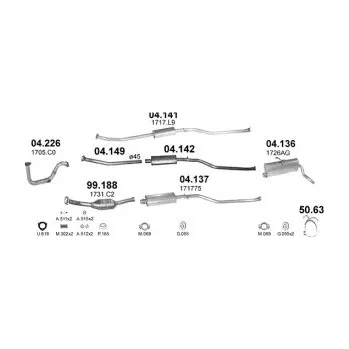 Výfuková trubka Střední tlumič výfuku, , POLMO, 04.142