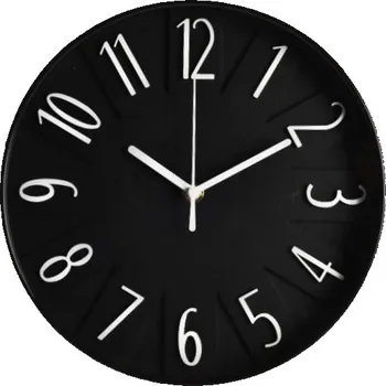 Hodiny SEGNALE Hodiny nástěnné s 3D čísly 25 cm černá KO-837000700cern