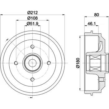Brzdový buben Brzdový buben, , 424735, 424744, 95659622, HELLA, 8DT 355 302-811