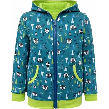 Chlapecká mikina Dětská tepláková mikina na zip / aqua-zelená - doprodej 134