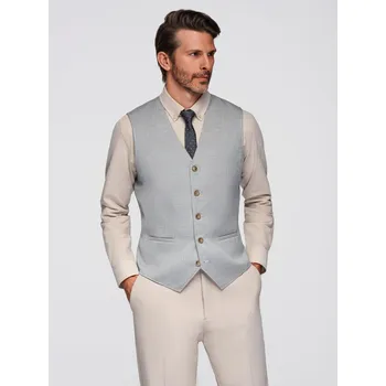 Pánská bunda Pánská žakárová vesta bez klop - světle šedá V1 OM-BLZV-0106 - XL