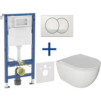 WC sada Geberit + kielle - Set předstěnové instalace, klozetu Oudee a sedátka softclose, tlačítko Delta, bílá