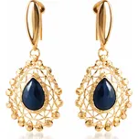 Lillian Vassago Exkluzivní zlaté náušnice se safírem, zapínání omega LLV22-GER302ST