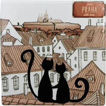 Podtácek GiftyCity Keramický podtácek čtverec 11 cm, Výhled na Hrad