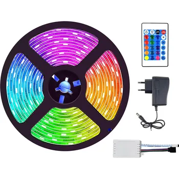 LED páska LED pásek RGB 5m – 50 LED / m, zdroj + dálkový ovladač