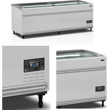 Lednice Mrazicí pultový ostrov TEFCOLD SFI 210 F VS | Bílý, 908 l, š. 211 cm, 2x oblé posuvné prosklené víko