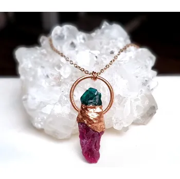 Přívěsek Rubín a dioptas - přírodní krystaly - šperk pro královnu ŠPERKY S PŘÍRODNÍMI KRYSTALY