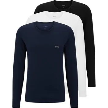 Pánské tričko BOSS Sada triček s dlouhým rukávem 50492321 černá/bílá/tmavě modrá 3 ks