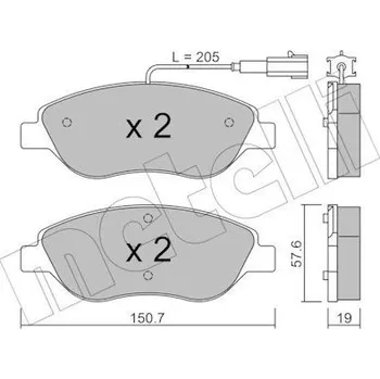Brzdový systém Sada brzdových destiček, kotoučová brzda, , 77362196, 77365188, 77365808, METELLI, 22-0577-1