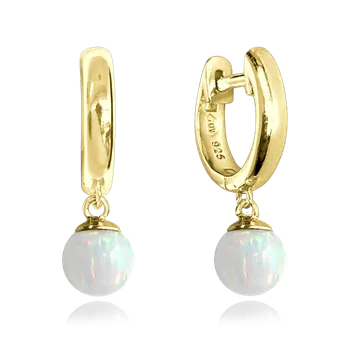 Náušnice Moonlit Stříbrné náušnice s opálovým přívěskem pozlacené