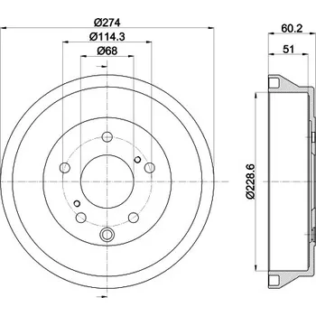 Brzdový buben Brzdový buben, , HELLA, 8DT 355 303-311