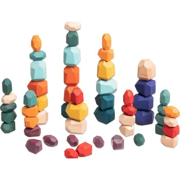 ostatní stavebnice Betzold dřevěné balanční kameny – stavební bloky ve tvaru drahokamů (54 ks)