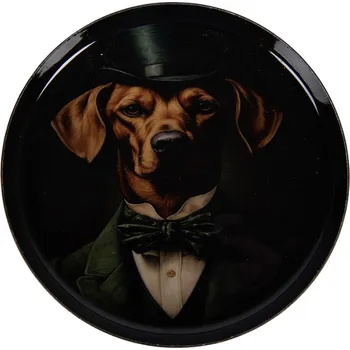 Kovový podtácek se psem gentlemanem – 11x1 cm