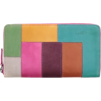 Peněženka Dámská kožená peněženka/penál Lagen 9000/D Fuchsia Multi růžová
