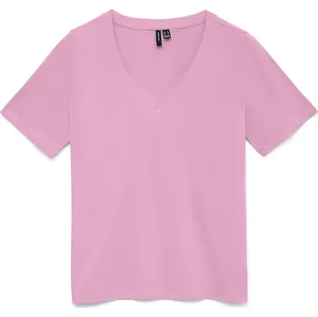 Vero Moda dámské triko výstřih do V Paulina růžové Velikost: XL