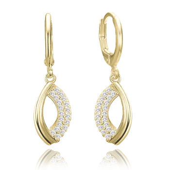 Náušnice Moonlit Stříbrné visací náušnice se zirkony pozlacené