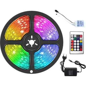 LED páska LED pásek&nbsp;RGB 5m&nbsp;– 18 LED / m, zdroj + dálkový ovladač
