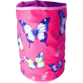 Čepice Dívčí nákrčník tm.růžový motýlci KEV 2024-130