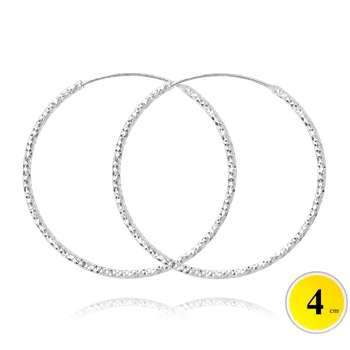 Náušnice Moonlit Broušené stříbrné kruhové náušnice 4 cm