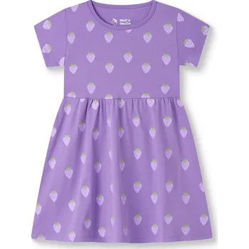 Dívčí šaty Dívčí bavlněné šaty - Wolf & Wolfie S2614A, fialová Barva: Fialová, Velikost: 116