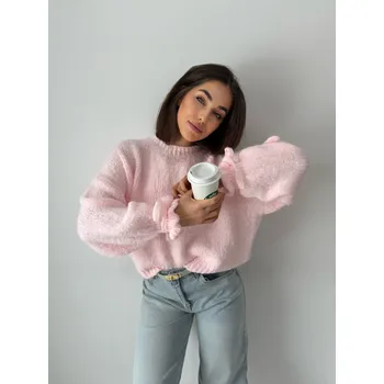 Dámský svetr Mishel Svetr onny s mašlí světle růžová Velikost: UNI