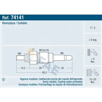 Žhavicí svíčka, elektrické žhavení FAE 74141