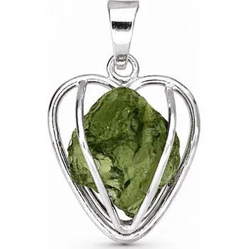 Přívěsek Stříbrný přívěsek s vltavínem srdce P37 0361