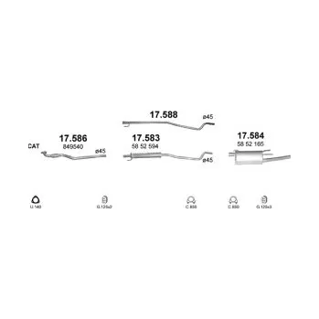 Výfukový systém Výfuková trubka, , POLMO, 17.588