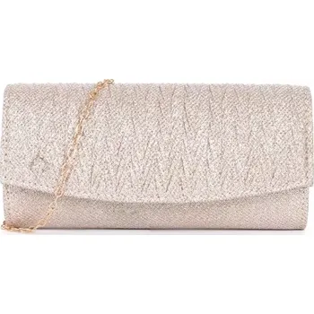 Kabelka Millie Bags Třpytivá večerní kabelka psaníčko s řetízkem champagne