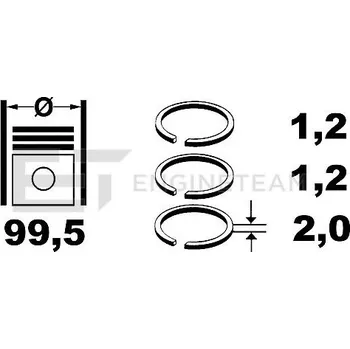 Píst motoru Sada pístních kroužků, R4000700