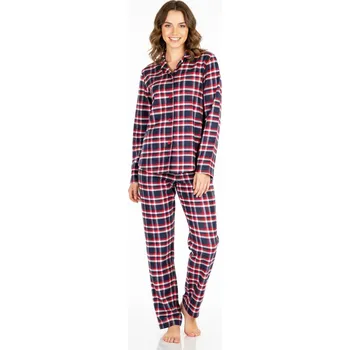 Dámské pyžamo LUIZ Dámské flanelové pyžamo Sabina 2164 károvaná červená Velikost: XXL