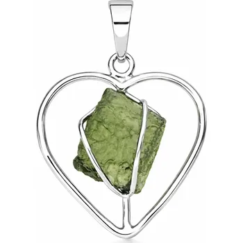 Přívěsek Stříbrný přívěsek s vltavínem srdce P37 0354