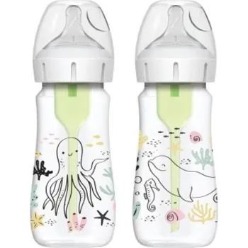 Dr. Brown's Kojenecká Antikoliková láhev Oceán Options+ Wide-Neck 270ml 2 ks (WB92028)