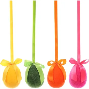 Vánoční dekorace Autronic Vajíčko závěsné - semišové, mix 4 barev, cena za 1 ks, sada 8 ks