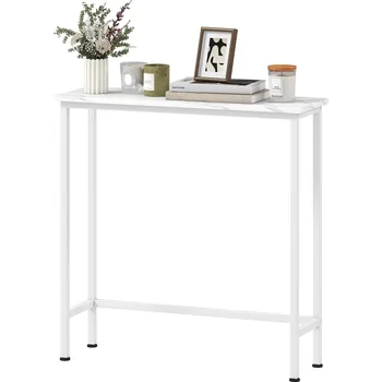 Konferenční stolek HOMCOM Konzolový stolek do předsíně s nastavitelnými podnožkami, proti překlopení 75 x 24 x 76 cm pro malé místnosti Bílý