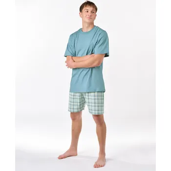 Pánská noční košile GINA 79188P Pyžamo krátké pánské Barva: Měsíc-Aqua, Velikost: XL
