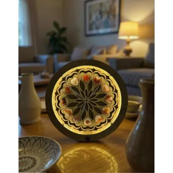 Lampička Li-Go "Dvanáct achátových srdcí" dřevěná lampa/obraz 230V/31 cm dub