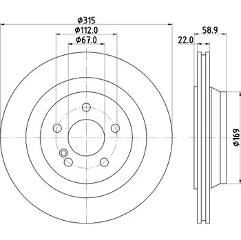 Brzdový kotouč Brzdový kotouč, , 2204230312, 220423031264, A2204230312, A220423031264, HELLA, 8DD 355 107-961