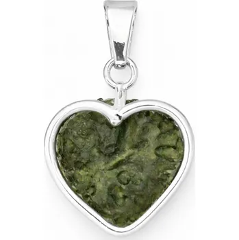 Přívěsek Stříbrný přívěsek s vltavínem srdce P37 0344