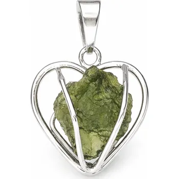 Přívěsek Stříbrný přívěsek s vltavínem srdce P37 0352