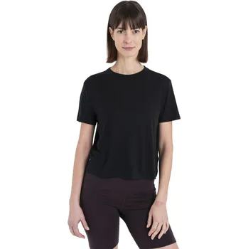 Pánské tričko technické tričko s krátkým rukávem ICEBREAKER W Mer 150 Tech Lite III SS Crop Tee BLACK - XS