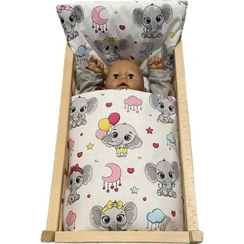 Dětské zboží SDS Peřinky do postýlky pro panenky Veselý sloníci Bavlna, výplň: Polyester, 1x 38x44 cm / 28x20 cm