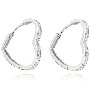 Náušnice Moonlit Stříbrné náušnice ve tvaru srdce se zirkony - větší