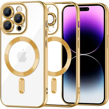 Pouzdro na mobilní telefon Techsuit - Luxusní křišťálový MagSafe - iPhone 14 Pro Max - zlatý