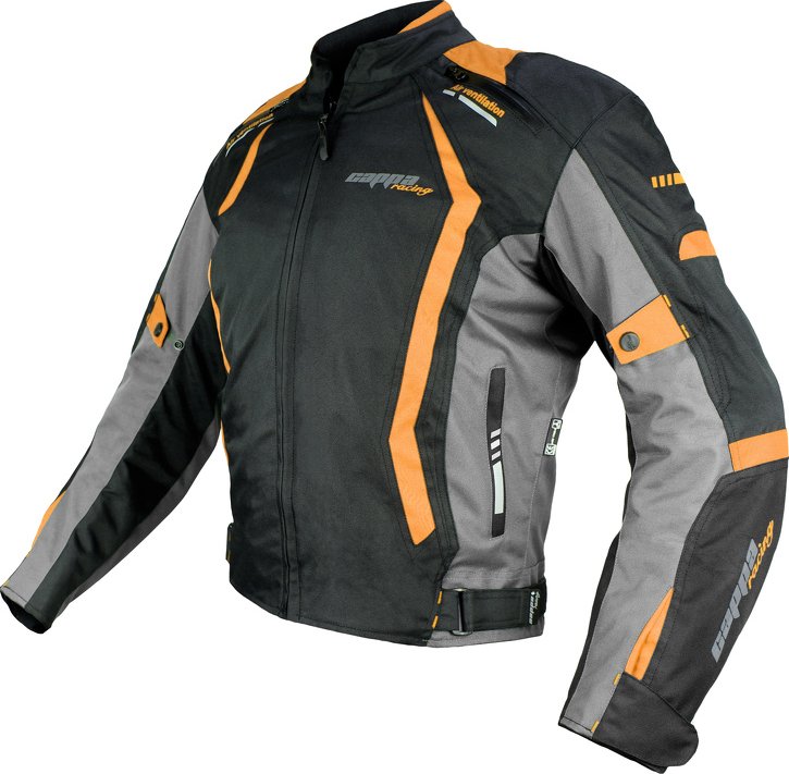 Bunda moto AREZZO textilní černá/oranžová XL