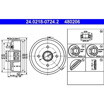 Brzdový buben Brzdový buben ATE 24.0218-0724.2